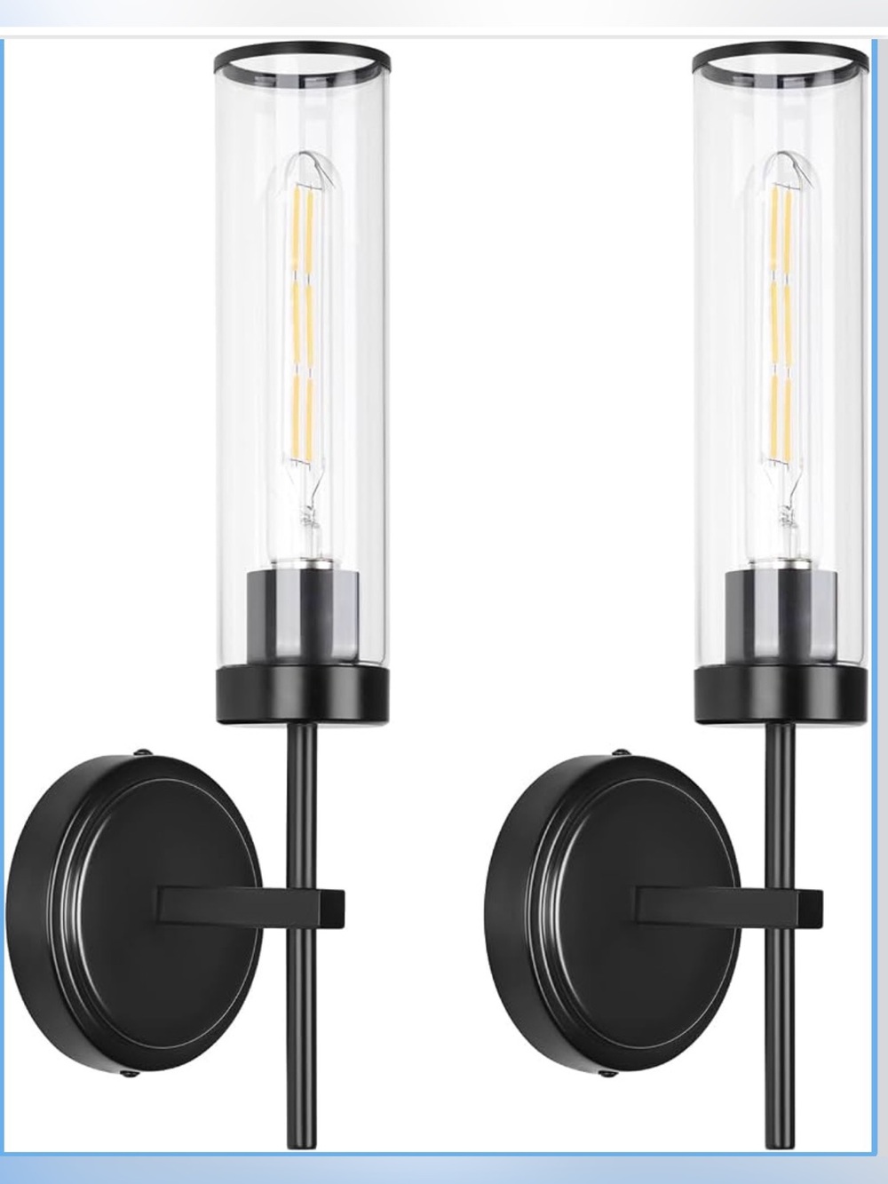 Set of Two,Black Modern Wall Lighting 16" Bathroom Sconces Wall Lighting 60W wit